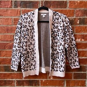 Croft & Barrow womens small leopard animal print open front cardigan sweater